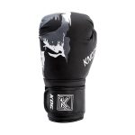 Voorkant bokshandschoen links van Knockoutgear Zwart-Wit-Grijs