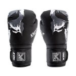 Voorkant bokshandschoenen van Knockoutgear Zwart-Wit-Grijs
