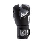 Voorkant bokshandschoen rechts van Knockoutgear Zwart-Wit-Grijs